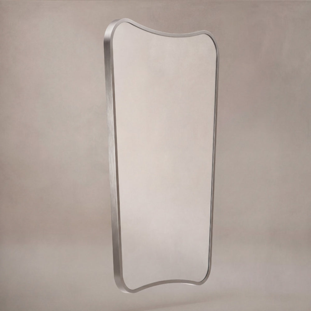 Delphine Curve Mirror 60x90cm - Brushed Nickel