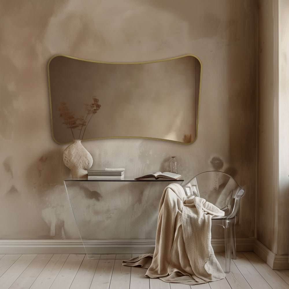 Delphine Curve Mirror 120x70cm - Brushed Brass