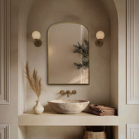 Delphine Overmantel Arch Mirror 60x90cm - Brushed Brass
