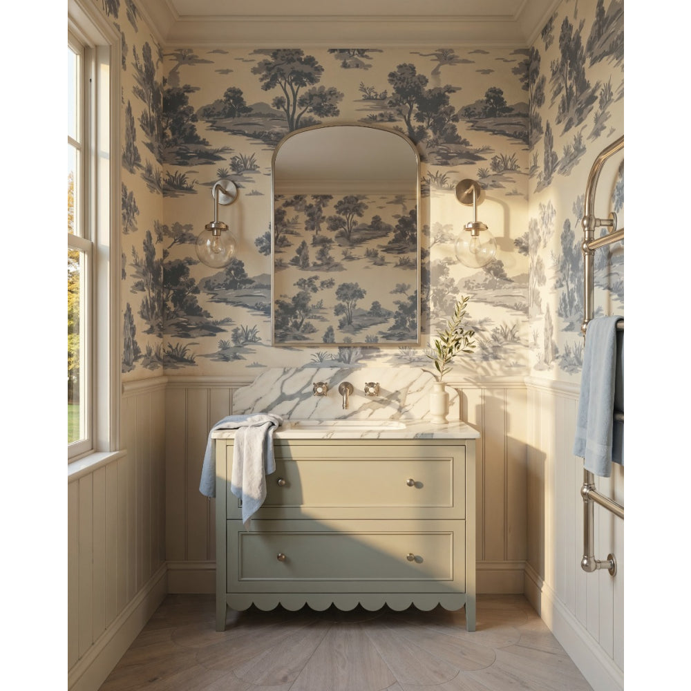 Delphine Overmantel Arch Mirror 60x90cm - Brushed Nickel