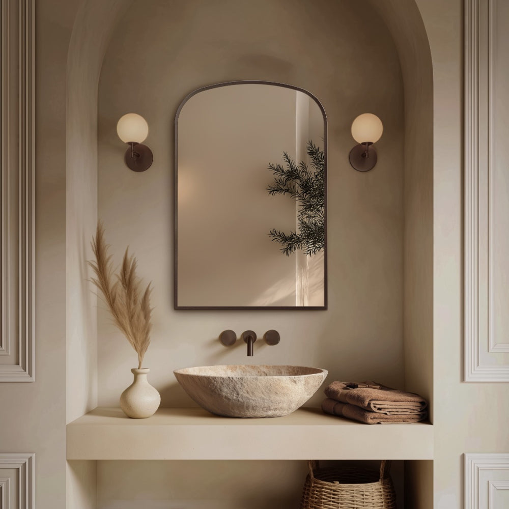 Delphine Overmantel Arch Mirror 60x90cm - Brushed Bronze