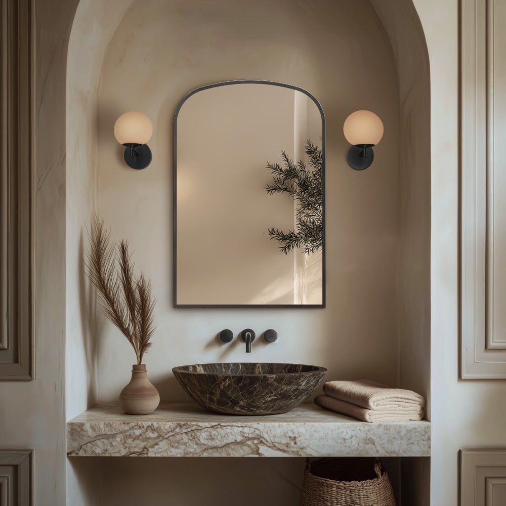 Delphine Overmantel Arch Mirror 60x90cm - Gunmetal