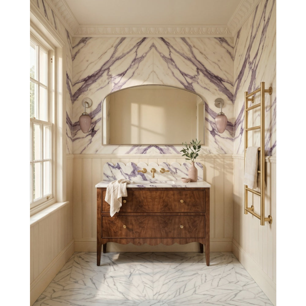 Delphine Overmantel Arch Mirror 120x70cm - Brushed Nickel