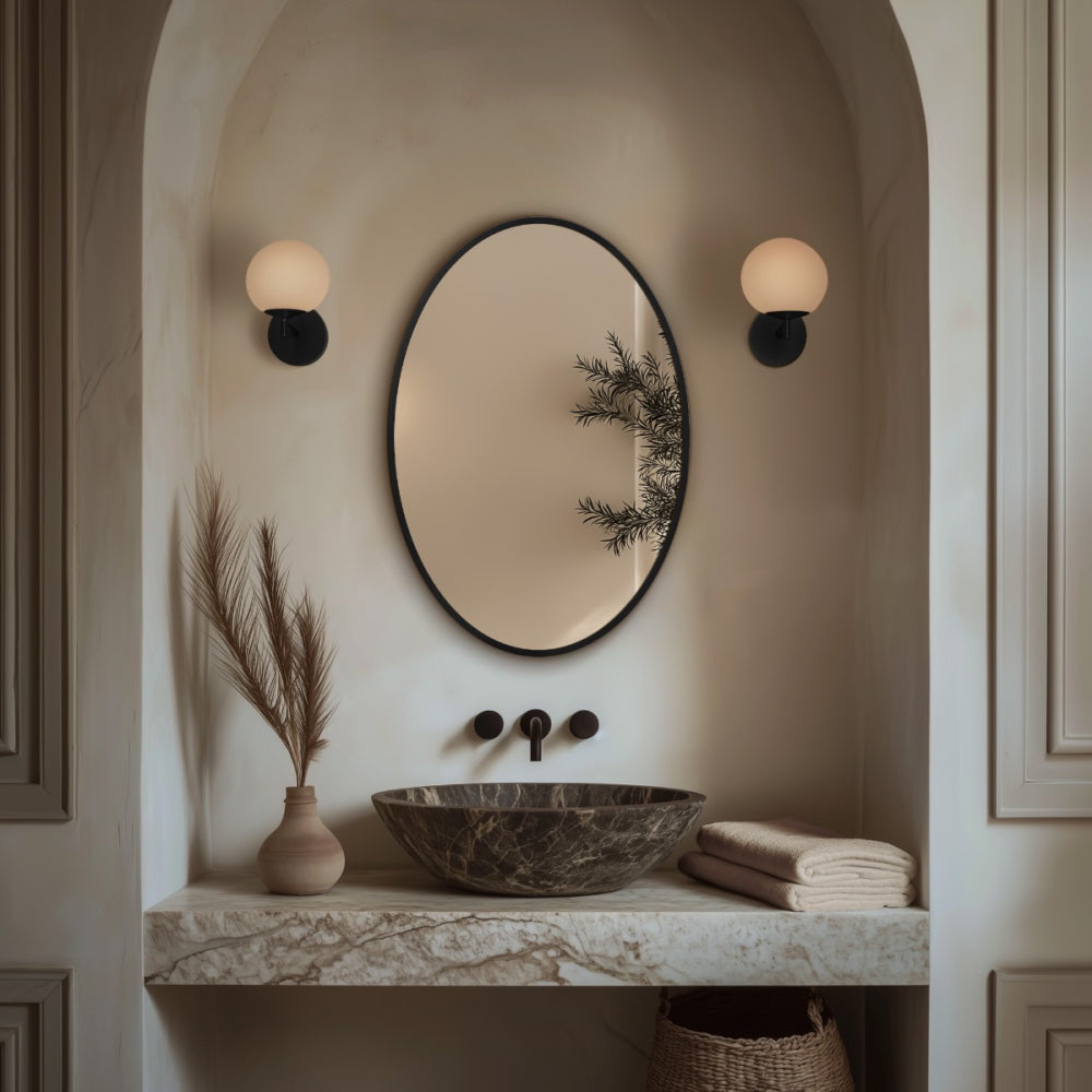 Delphine Oval Mirror 55x80cm - Black