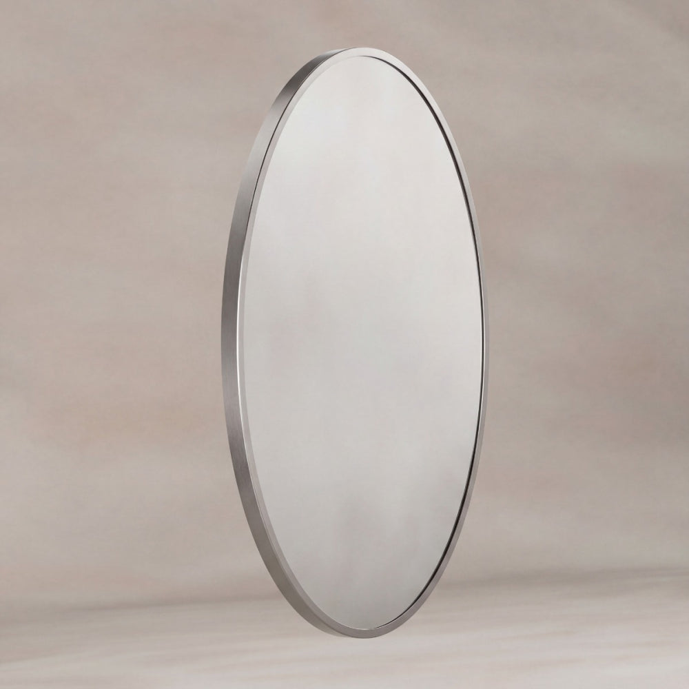 Delphine Oval Mirror 55x80cm - Brushed Nickel