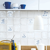 English Delft, White Base , £141.60/M2 Decorative Tiles Sale Porcelain Decorative Tiles Fired Earth