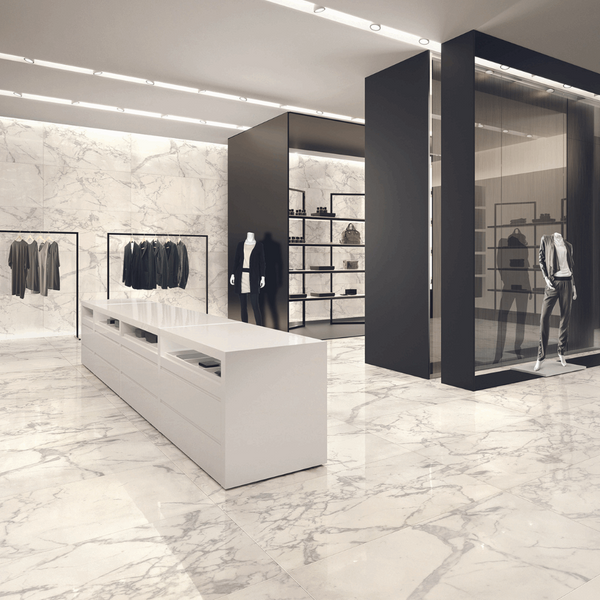 Deluxe Marble Effect Porcelain, 3 sizes, Polished White, from £43.99/ M2