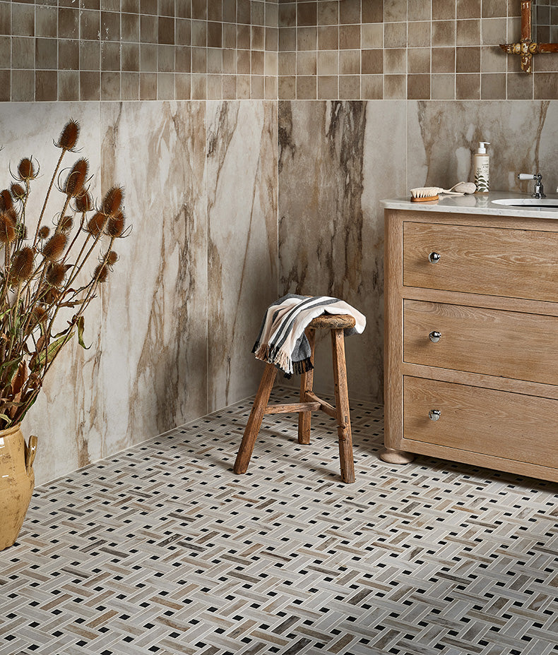 East Village Porcelain Basketweave Mosaic Oro 31.5x31.5cm