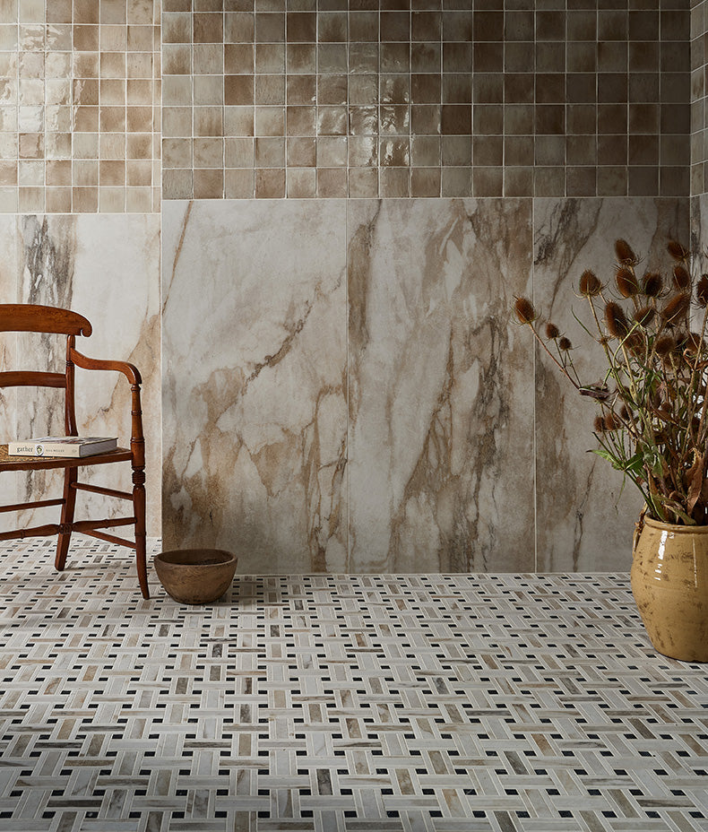 East Village Porcelain Basketweave Mosaic Oro 31.5x31.5cm