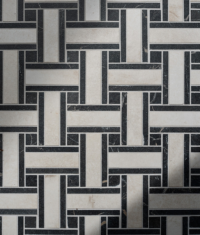 East Village Porcelain Basketweave Mosaic Bianco 31.5x31.5cm Sample
