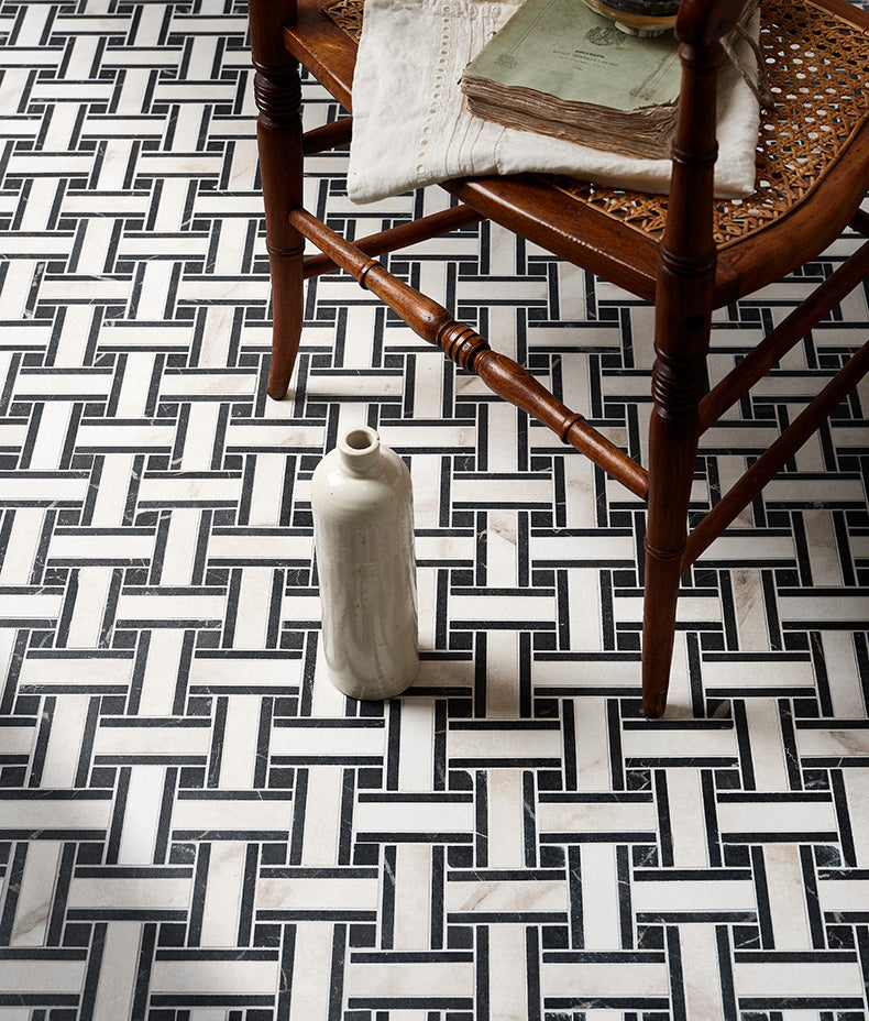 East Village Porcelain Basketweave Mosaic Bianco 31.5x31.5cm