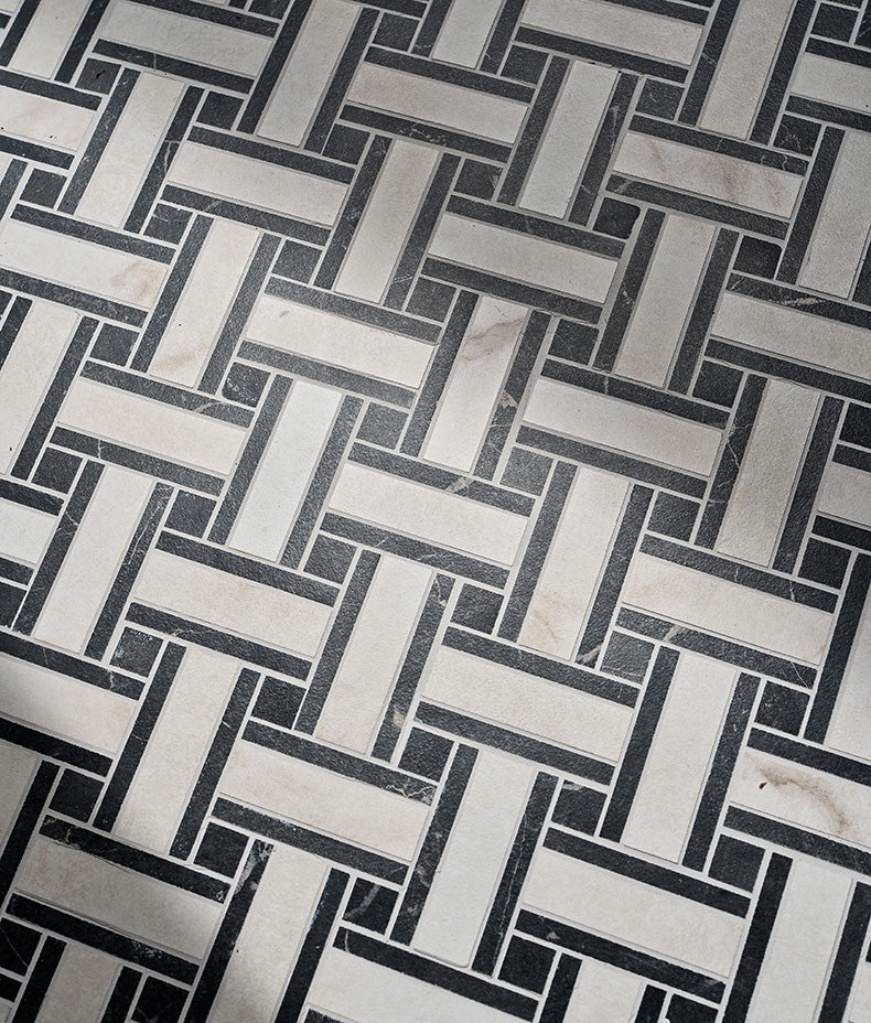 East Village Porcelain Basketweave Mosaic Bianco 31.5x31.5cm