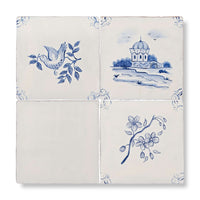 English Delft, White Base , £141.60/M2 Decorative Tiles Sale Porcelain Decorative Tiles Fired Earth