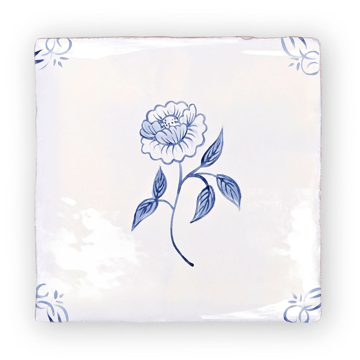 English Delft, Charcoal Peony Blue Decorative Tiles Sale Porcelain Decorative Tiles Fired Earth