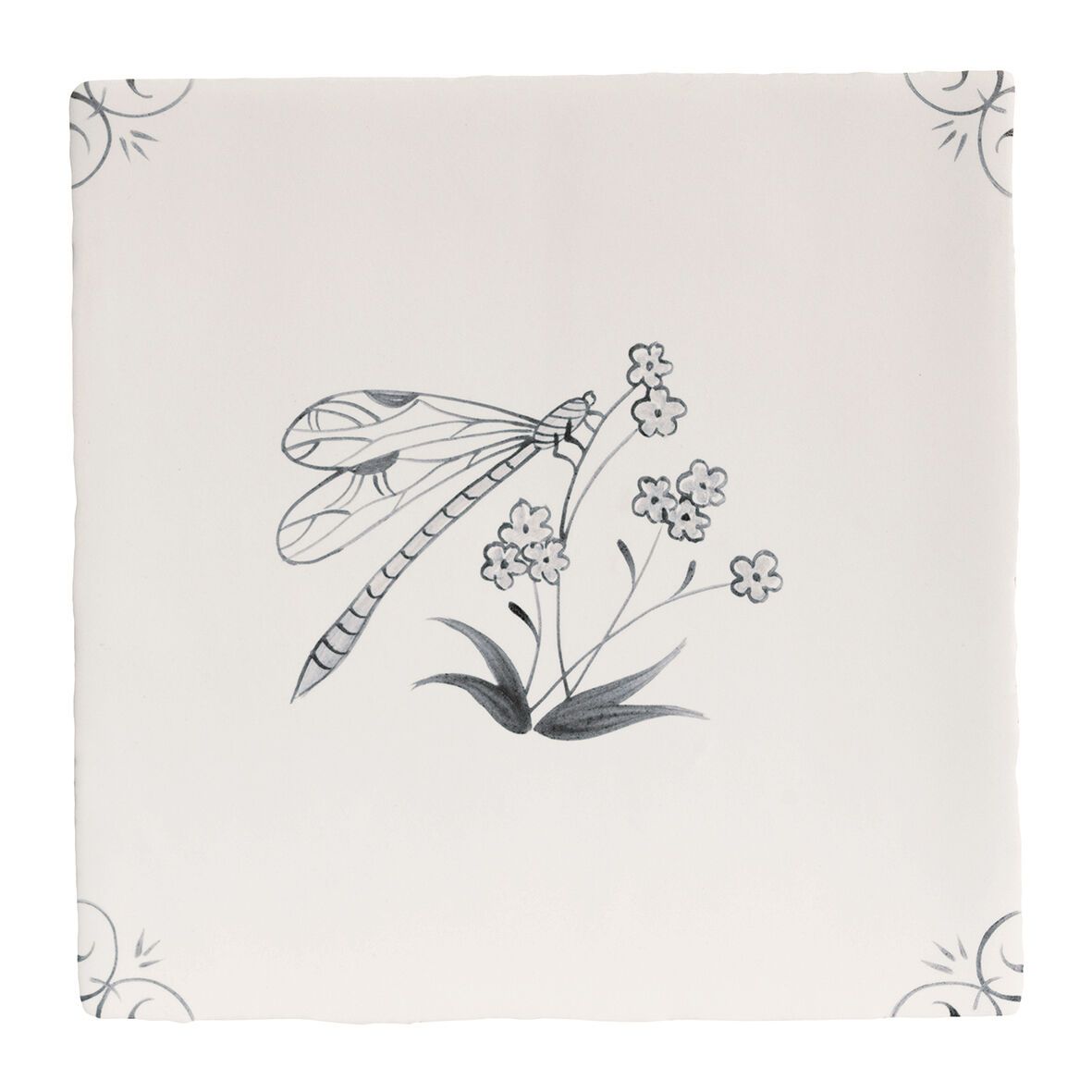 English Delft , Charcoal Dragonfly Grey Decorative Tiles Sale Porcelain Decorative Tiles Fired Earth