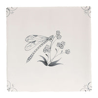 English Delft , Charcoal Dragonfly Grey Decorative Tiles Sale Porcelain Decorative Tiles Fired Earth