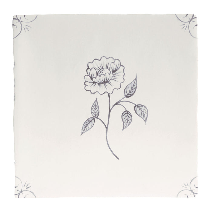 English Delft, Charcoal Peony Grey Decorative Tiles Sale Porcelain Decorative Tiles Fired Earth