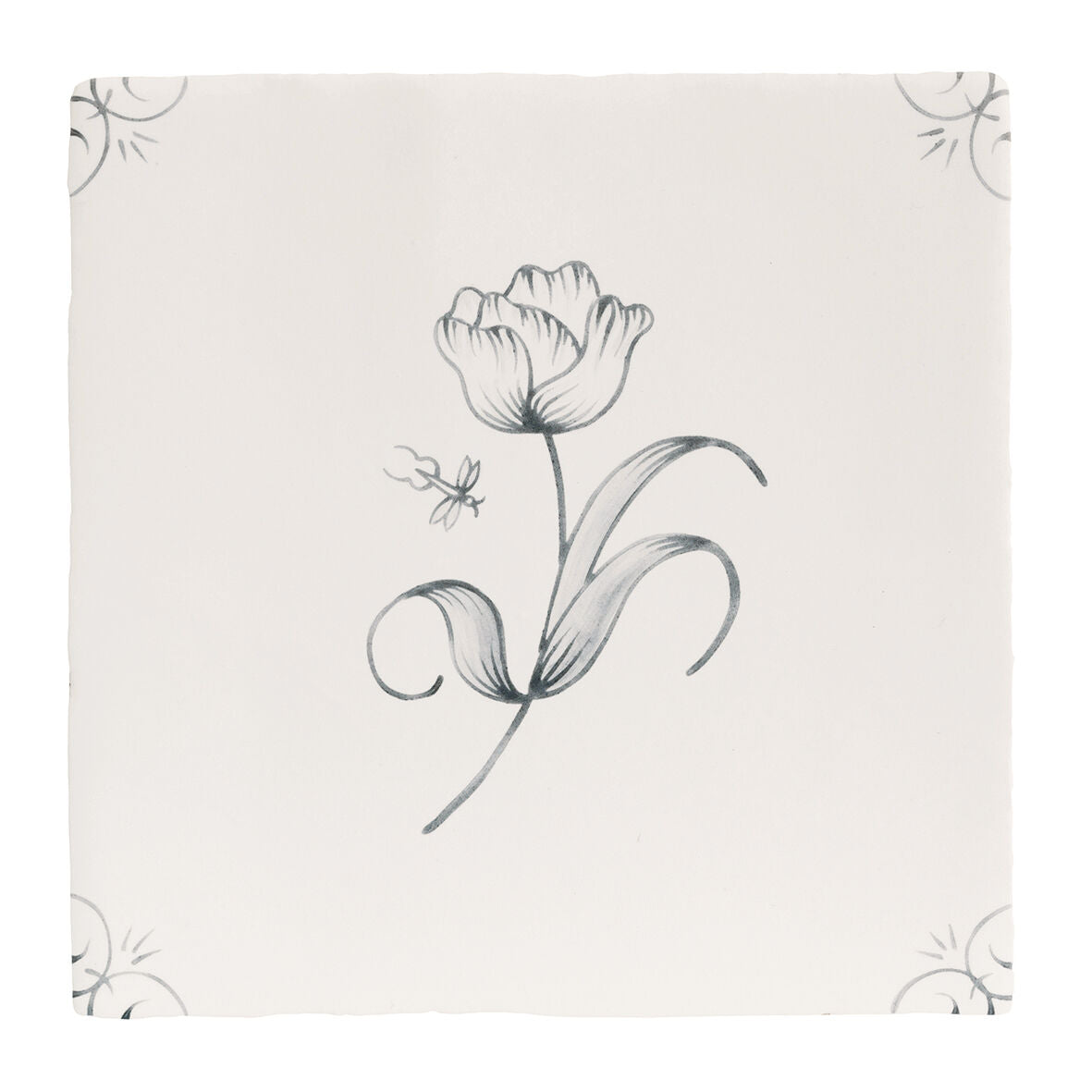 English Delft , Charcoal Tulip Grey Decorative Tiles Sale Porcelain Decorative Tiles Fired Earth