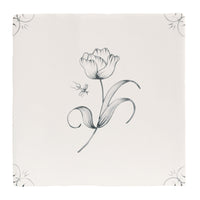 English Delft , Charcoal Tulip Grey Decorative Tiles Sale Porcelain Decorative Tiles Fired Earth