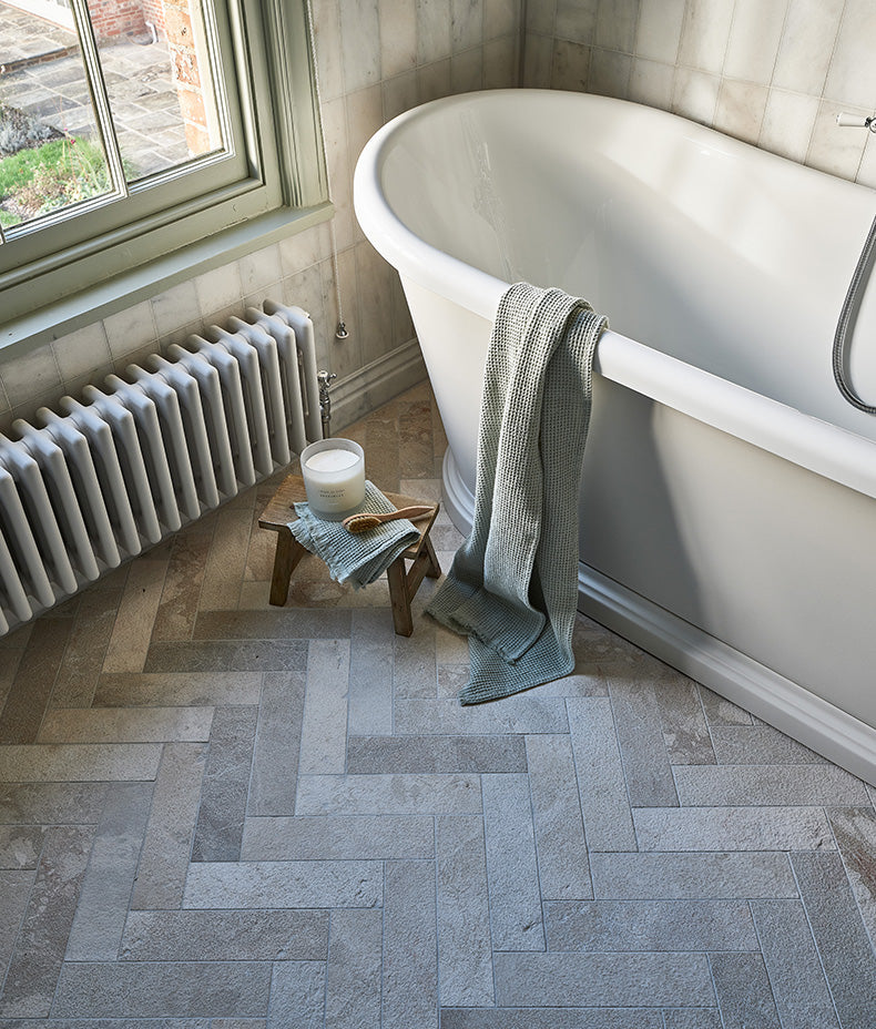 Enki Limestone Parquet Velvet Finish 7.5cm Sample