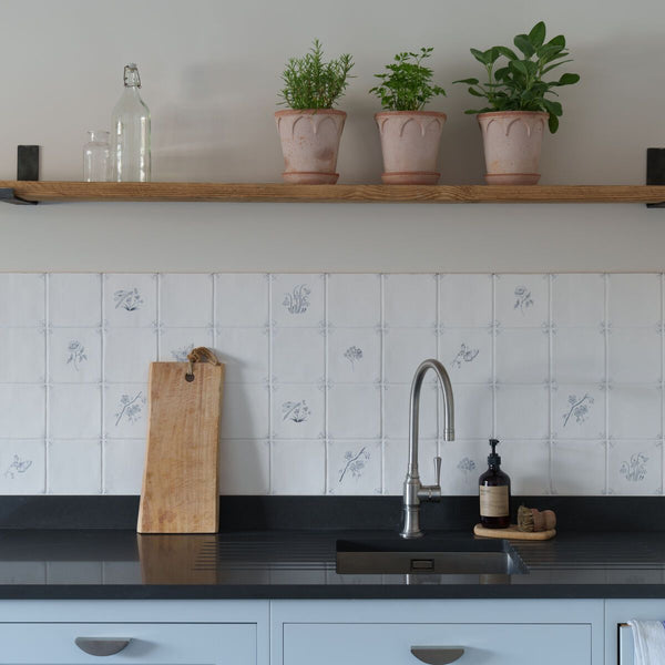 English Delft , Matt White Base, £141.60/M2 Decorative Tiles Sale Porcelain Decorative Tiles Fired Earth