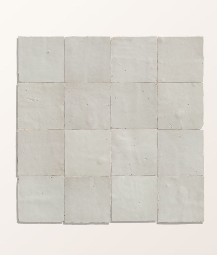 Handmade White Zellige Ceramic 10x10cm