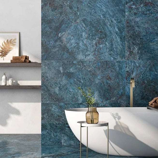 Marble Luxe, Azzurro, £93.00/ M2 Blue Tile Marble Effect Tiles Ca Pietra