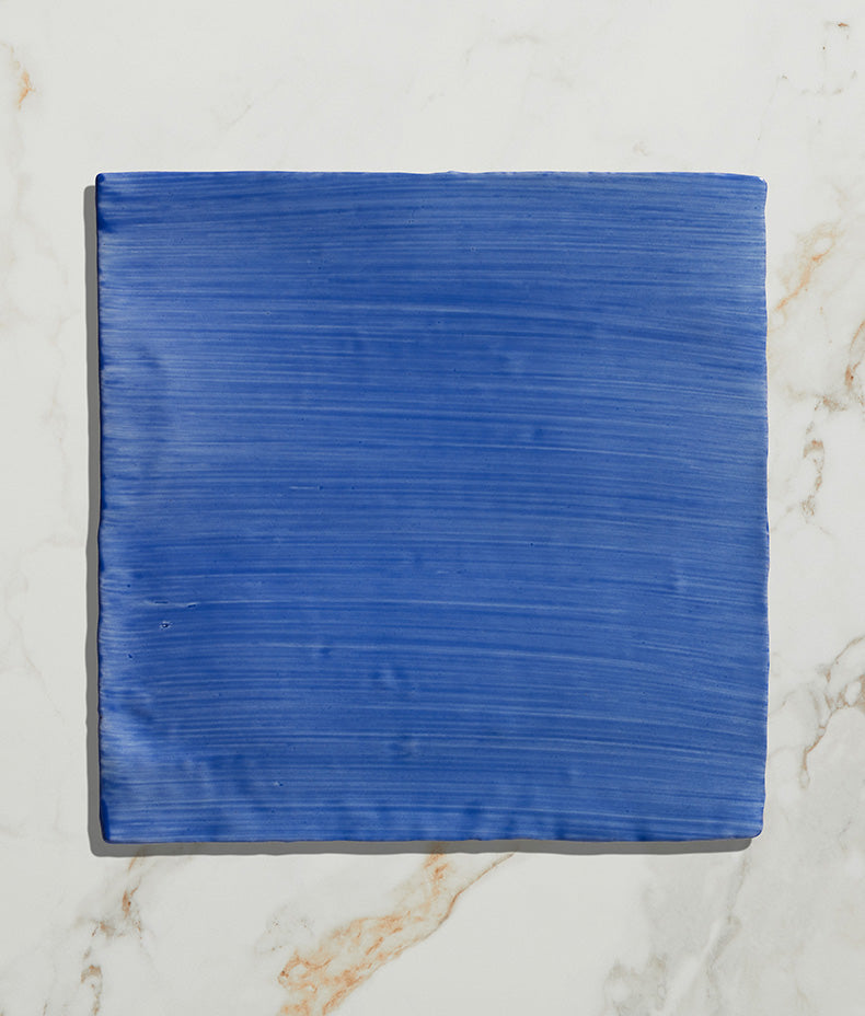 STUDIO Jamboree Handpainted Ceramic Greek Blue Field 13x13cm Sample