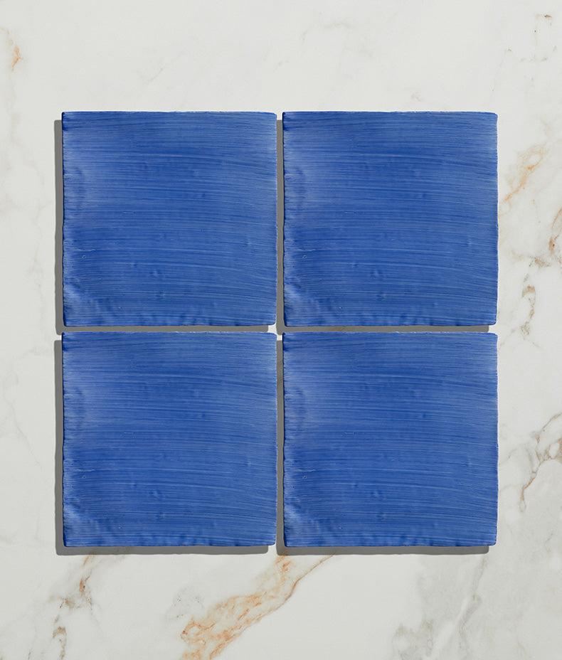 STUDIO Jamboree Handpainted Ceramic Greek Blue Field 13x13cm Sample