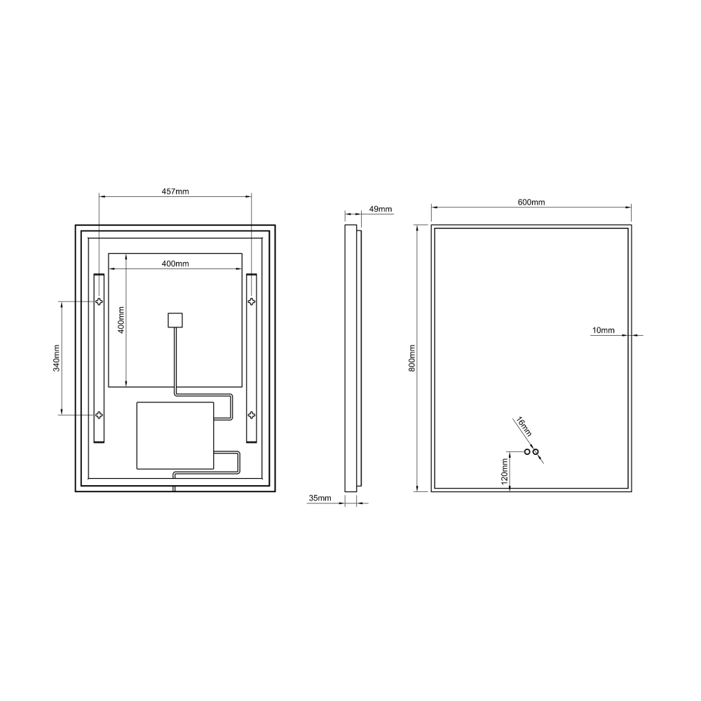 Kingsley Rectangular Mirror 60x80cm - Black