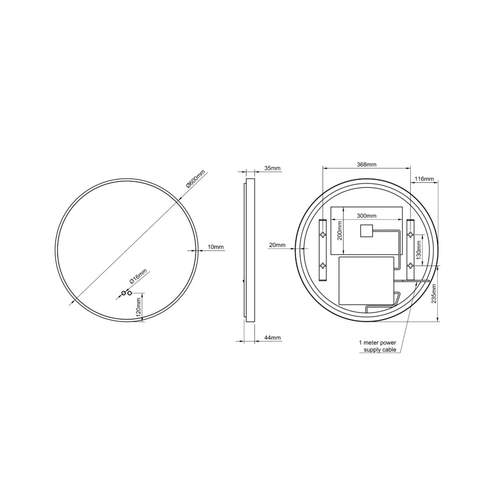 Kingsley Round Mirror 60cm - Black