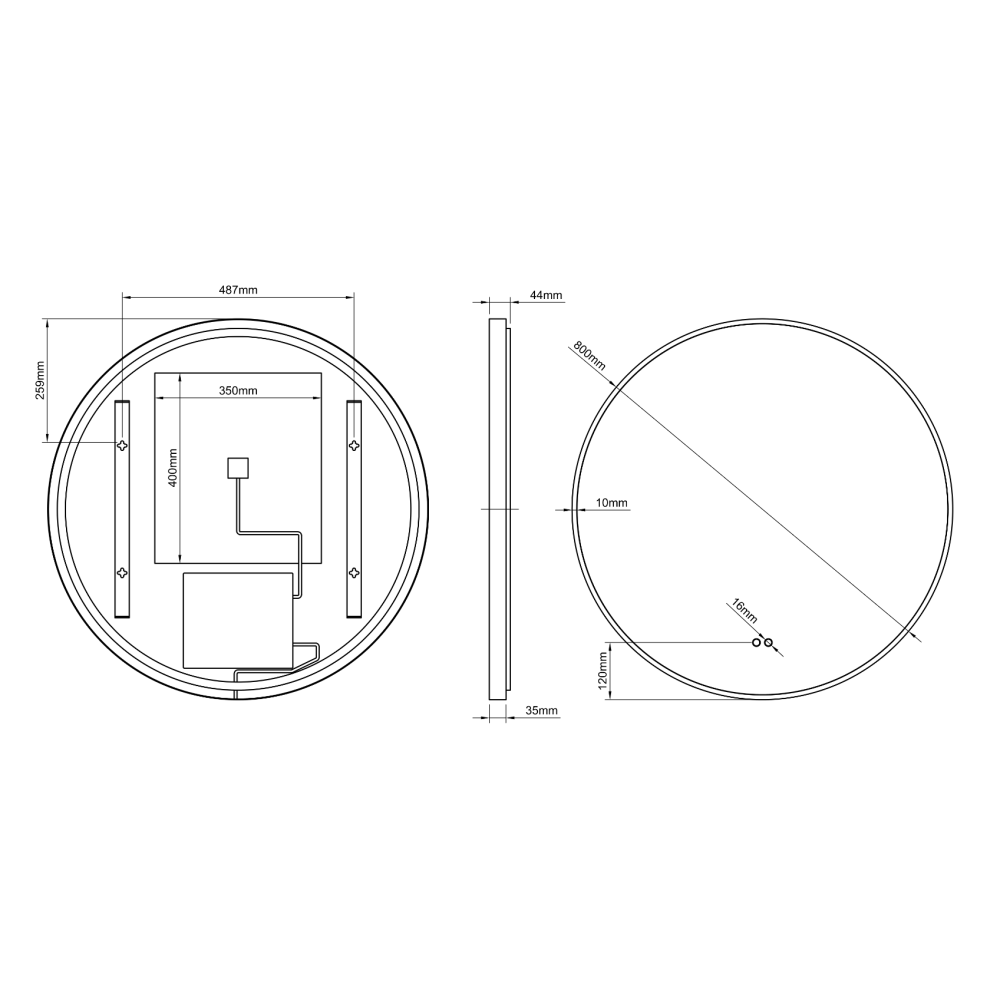 Kingsley Round Mirror 80cm - Black