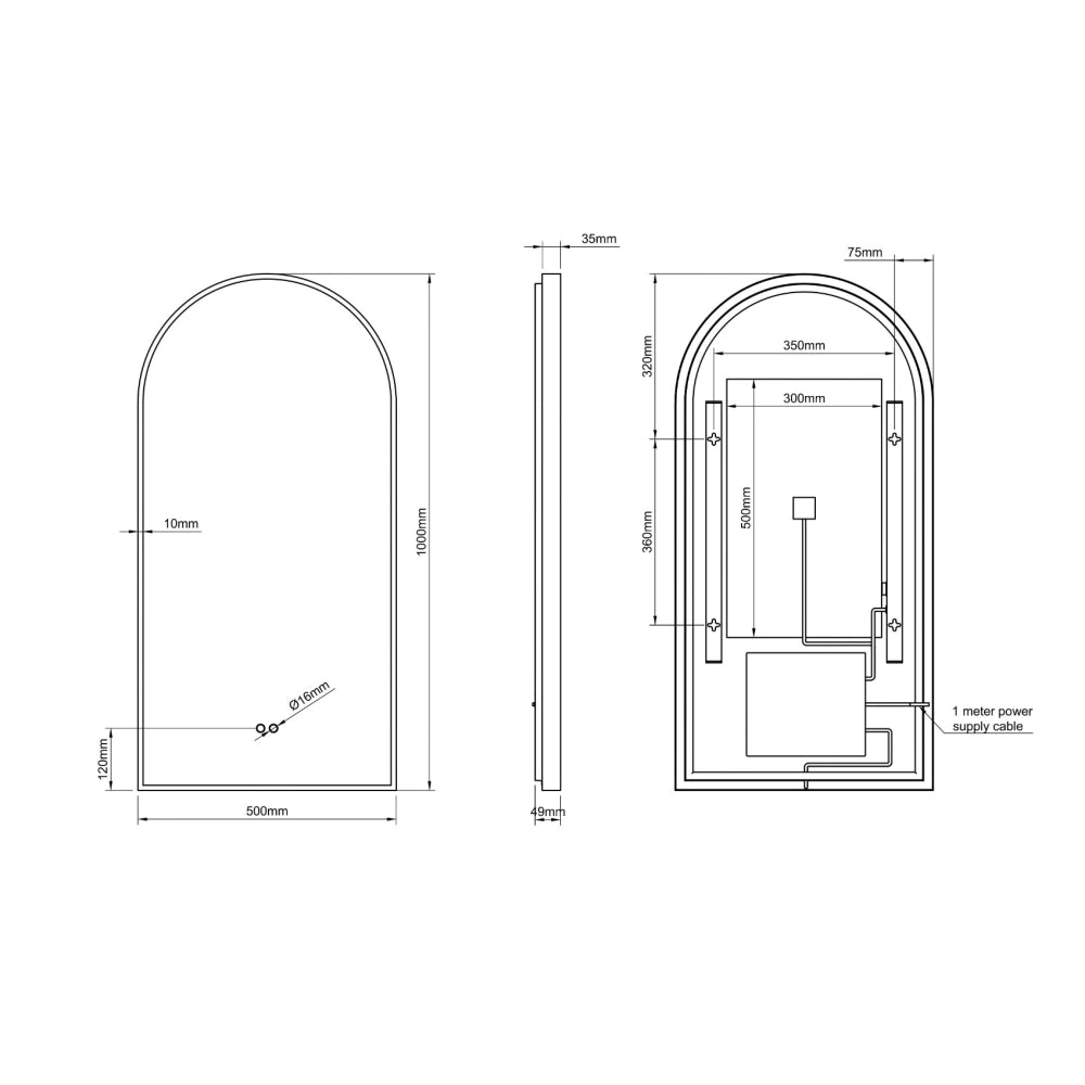 Kingsley Arch Mirror 50x100cm - Brushed Nickel