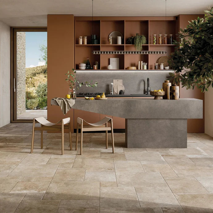Fired Earth Lincoln Taupe Opus Limestone Effect Porcelain Tile Sample