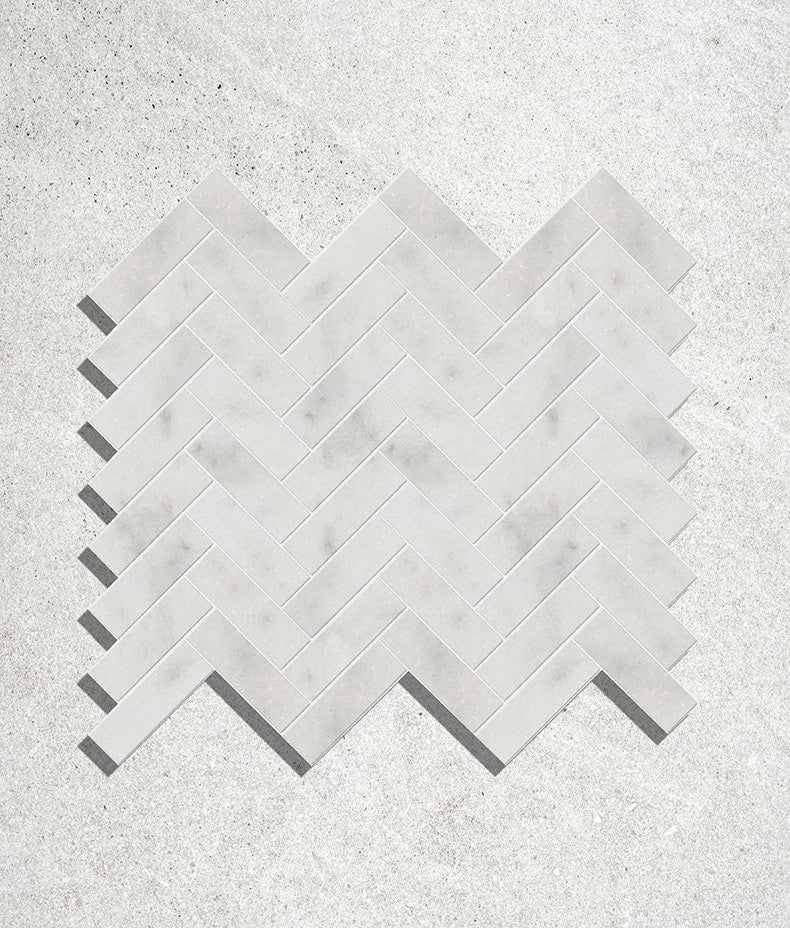 Long Island Marble Herringbone Mosaic 34cm
