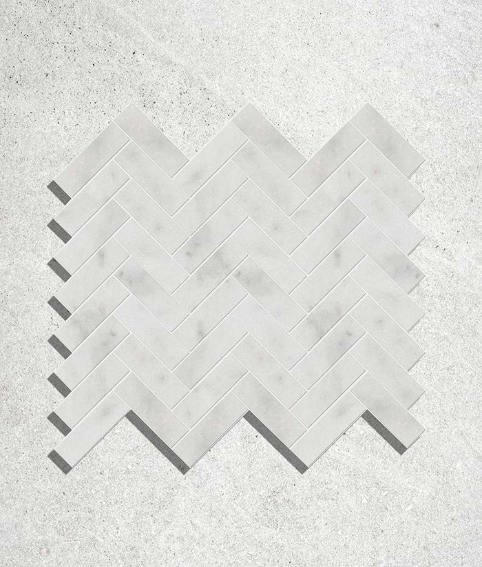 Long Island Marble Herringbone Mosaic 34cm