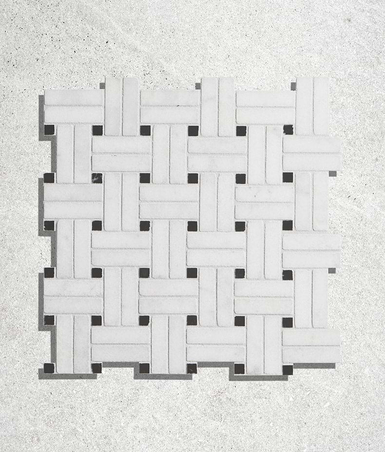 Long Island Marble Honed Finish Wicker Mosaic 28.6cm Sample