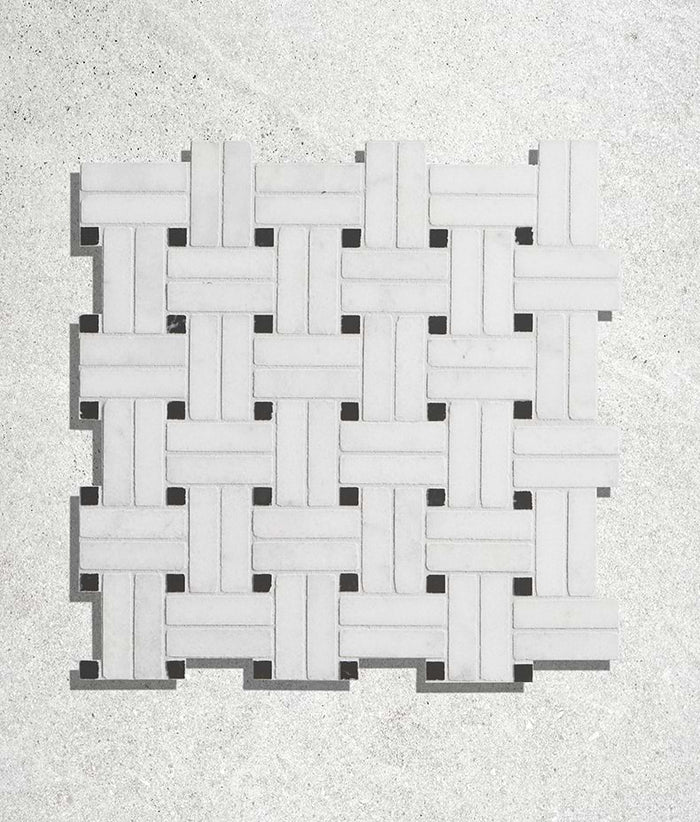 Long Island Marble Honed Finish Wicker Mosaic 28.6cm Sample