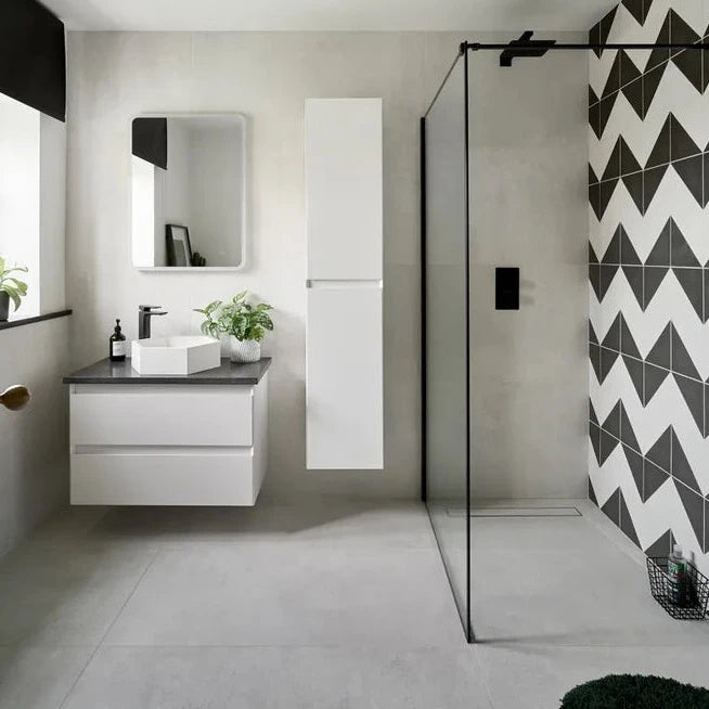 Louvre, 2 sizes, Blanc, £69.50/ M2 Concrete & Cement Effect Porcelain Tiles White Tile Ca Pietra