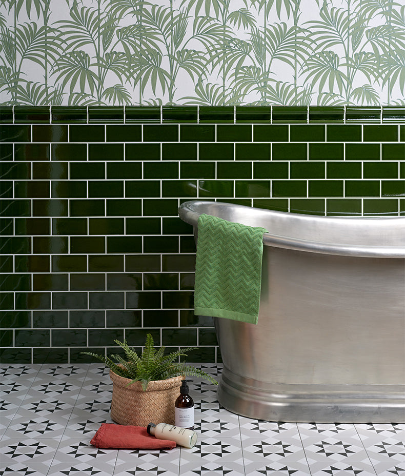 Victorian Style™ Wall Ceramic Olive Green Metro Crackle Glaze 7.5x15cm Sample