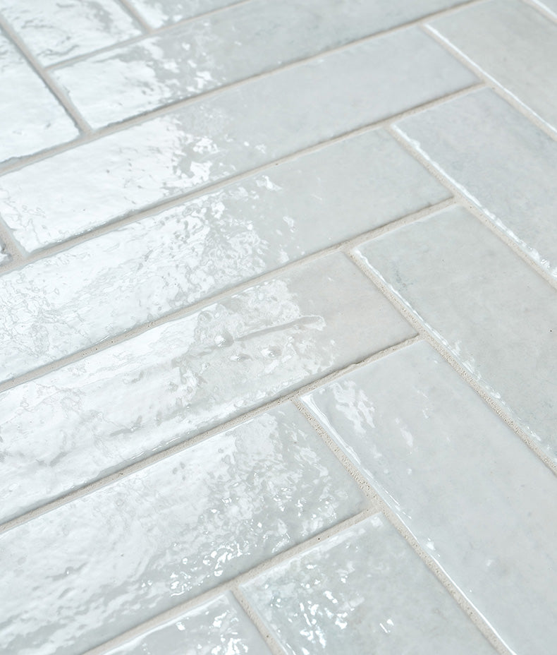 Marlborough Porcelain Parquet Cotton White Gloss 7x28cm