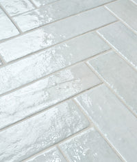 Marlborough Porcelain Parquet Cotton White Gloss 7x28cm Sample