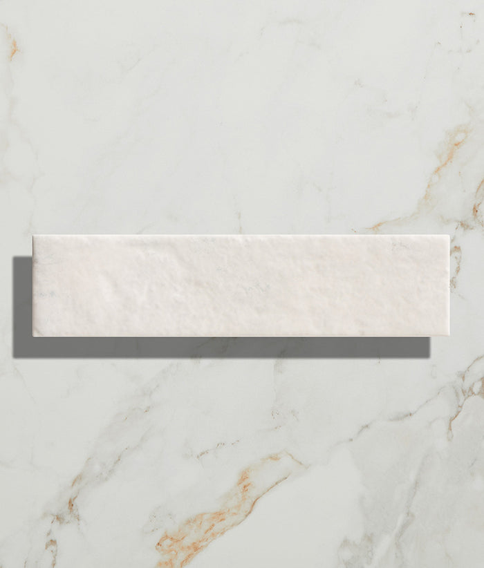 Marlborough Porcelain Parquet Cotton White Gloss 7x28cm Sample