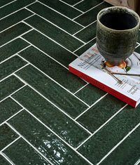 Marlborough Porcelain Parquet Forest Green Gloss 7x28cm Sample