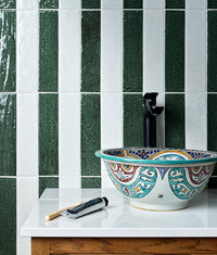 Marlborough Porcelain Parquet Forest Green Gloss 7x28cm