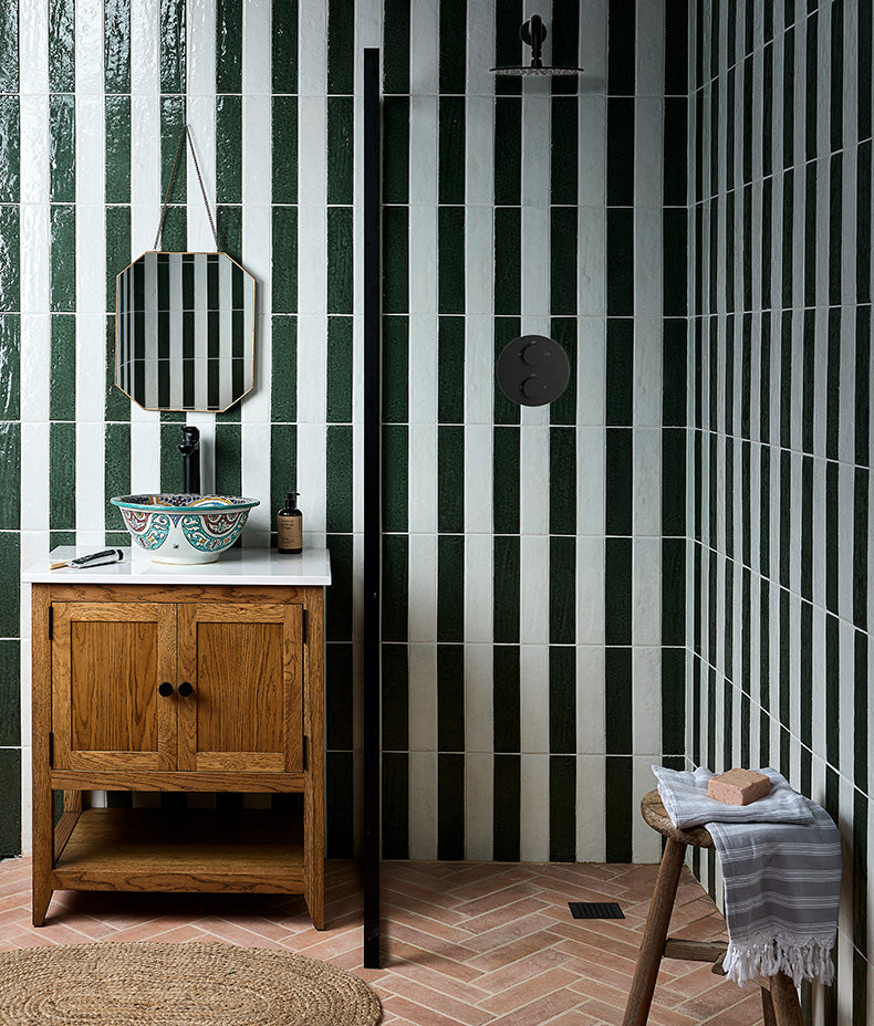 Marlborough Porcelain Parquet Forest Green Gloss 7x28cm Sample