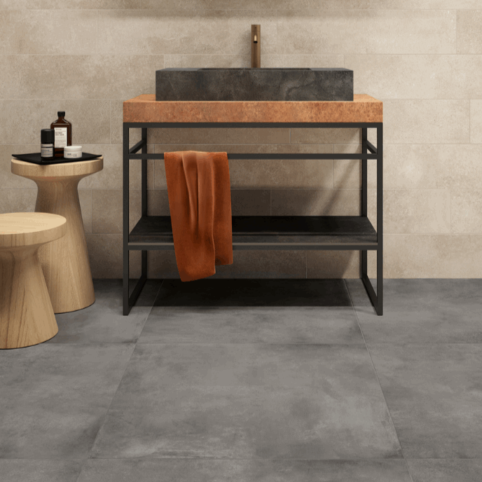 I.MAT, 4 sizes, Cube, from £54.49/ M2 Concrete & Cement Effect Porcelain Tiles Grey Tile Caesar Ceramiche