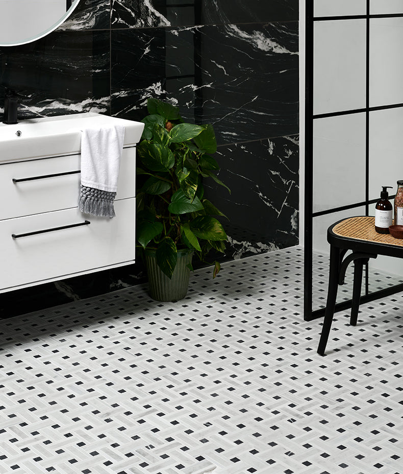 Zen Marble Honed Finish Grand Basket Weave 32.5cm Sample