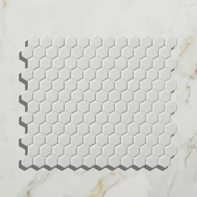 Mono Hex, Blanc, £118.96/ M2 Mosaic Tiles White Tile Ca Pietra