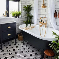 Mono Hex, Daisy, £149.96/M2 Black Tile Mosaic Tiles Ca Pietra